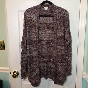 Garage Maroon Heathered Long Cardigan
